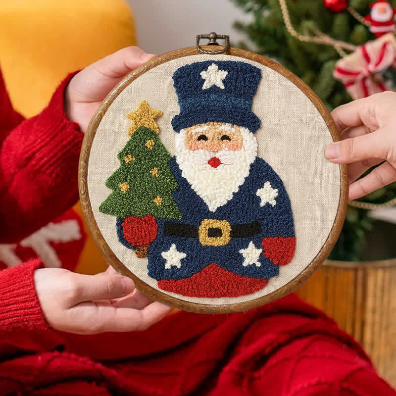 American Santa Claus Punch Needle  Kit - Yarn Craft | Christmas Gift | Kid's & Adults Craft | Handmade Wall art - image 2