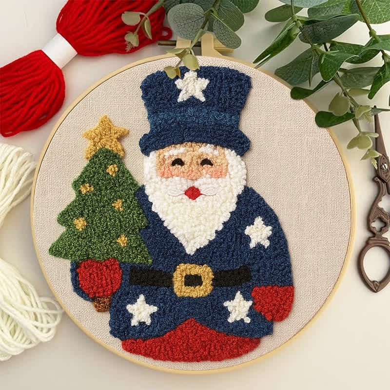 American Santa Claus Punch Needle  Kit - Yarn Craft | Christmas Gift | Kid's & Adults Craft | Handmade Wall art - image 4