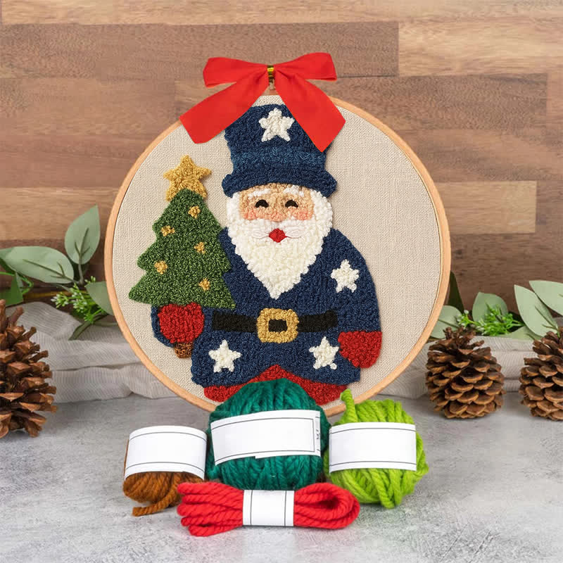 American Santa Claus Punch Needle  Kit - Yarn Craft | Christmas Gift | Kid's & Adults Craft | Handmade Wall art - image 3