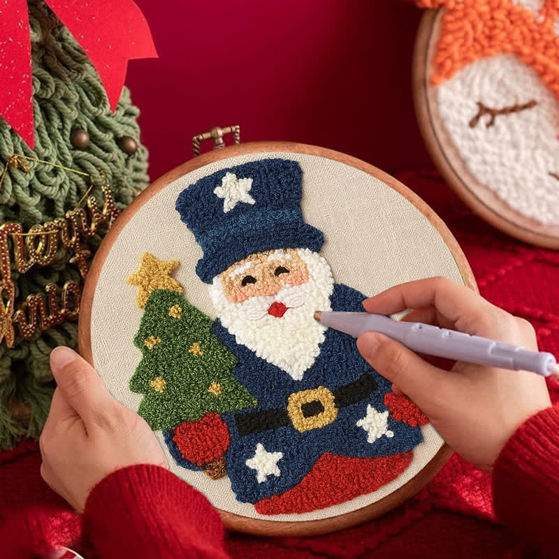American Santa Claus Punch Needle  Kit - Yarn Craft | Christmas Gift | Kid's & Adults Craft | Handmade Wall art - image 5