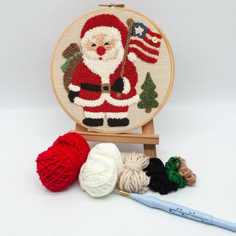 American Christmas Punch Needle  Kit - Yarn Craft | Christmas Gift | Kid's & Adults Craft | Handmade Wall art - image 2