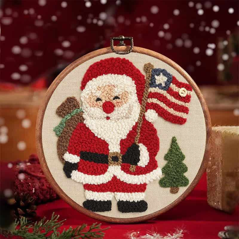American Christmas Punch Needle  Kit - Yarn Craft | Christmas Gift | Kid's & Adults Craft | Handmade Wall art - image 7