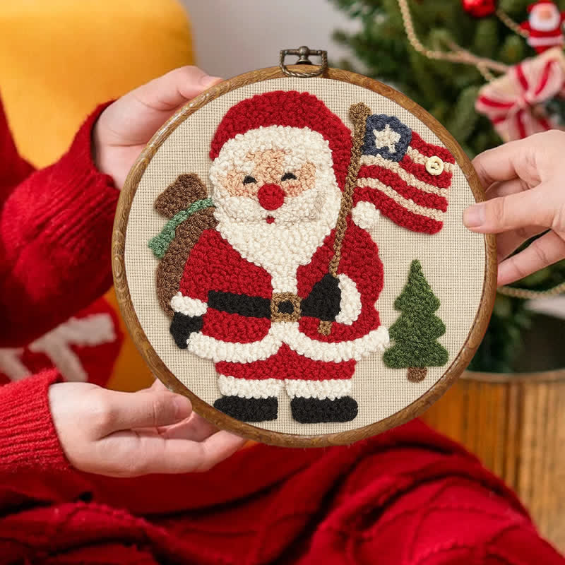 American Christmas Punch Needle  Kit - Yarn Craft | Christmas Gift | Kid's & Adults Craft | Handmade Wall art - image 3