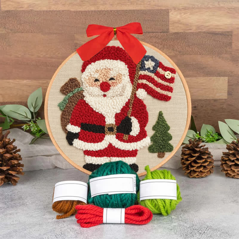 American Christmas Punch Needle  Kit - Yarn Craft | Christmas Gift | Kid's & Adults Craft | Handmade Wall art - image 8