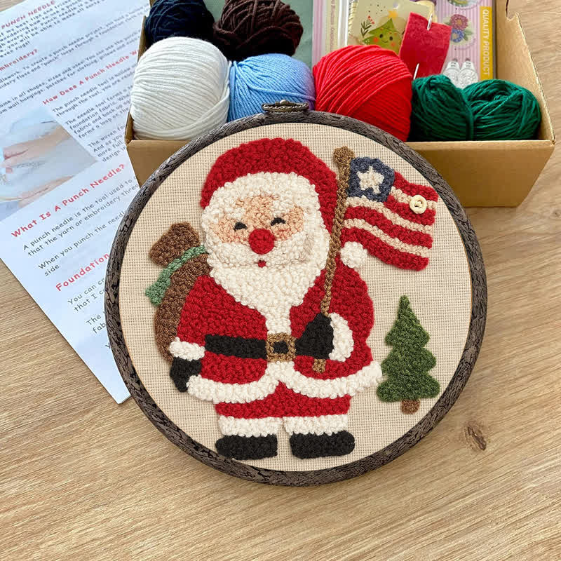 American Christmas Punch Needle  Kit - Yarn Craft | Christmas Gift | Kid's & Adults Craft | Handmade Wall art - image 6