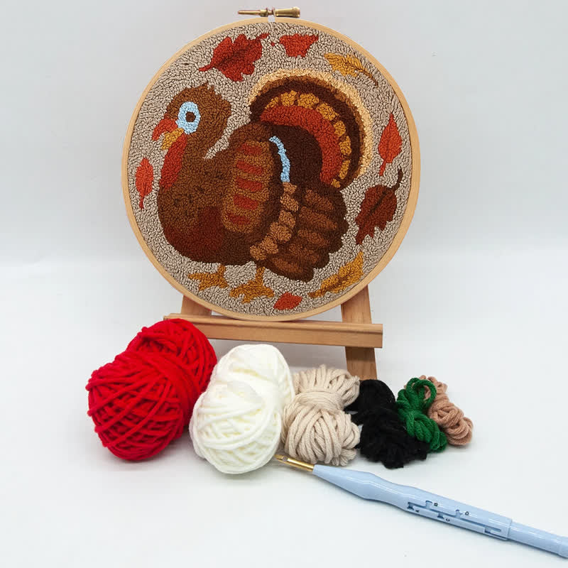 Little Red Hen Punch Needle  Kit - Yarn Craft | Thanksgiving Gifts | Kid's & Adults Craft | Handmade Wall Art - image 6