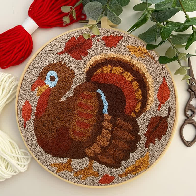 Little Red Hen Punch Needle  Kit - Yarn Craft | Thanksgiving Gifts | Kid's & Adults Craft | Handmade Wall Art - image 1