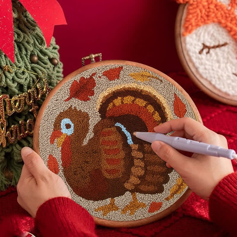 Little Red Hen Punch Needle  Kit - Yarn Craft | Thanksgiving Gifts | Kid's & Adults Craft | Handmade Wall Art - image 3