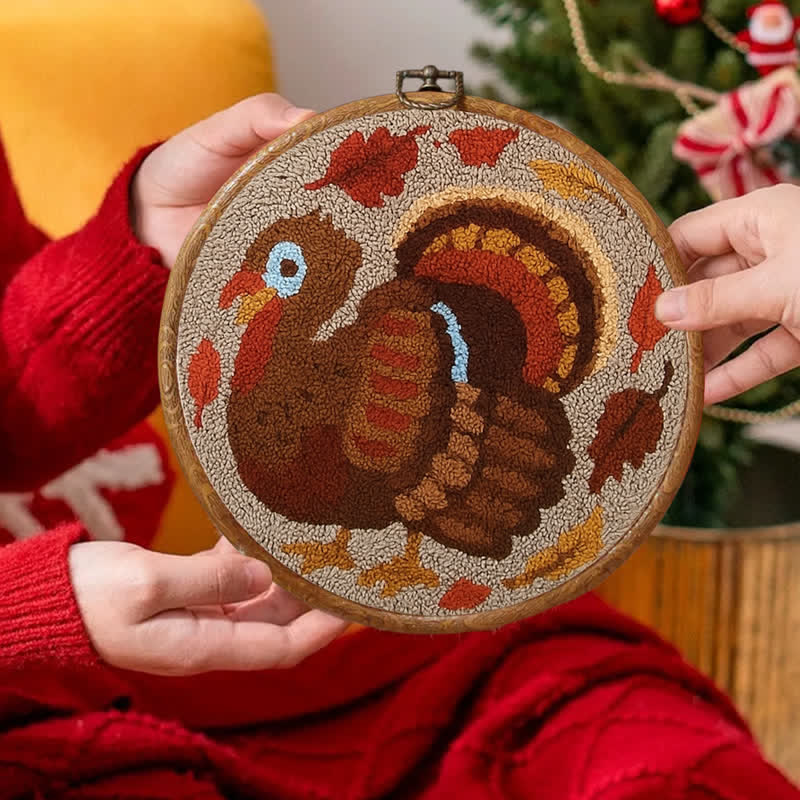 Little Red Hen Punch Needle  Kit - Yarn Craft | Thanksgiving Gifts | Kid's & Adults Craft | Handmade Wall Art - image 7