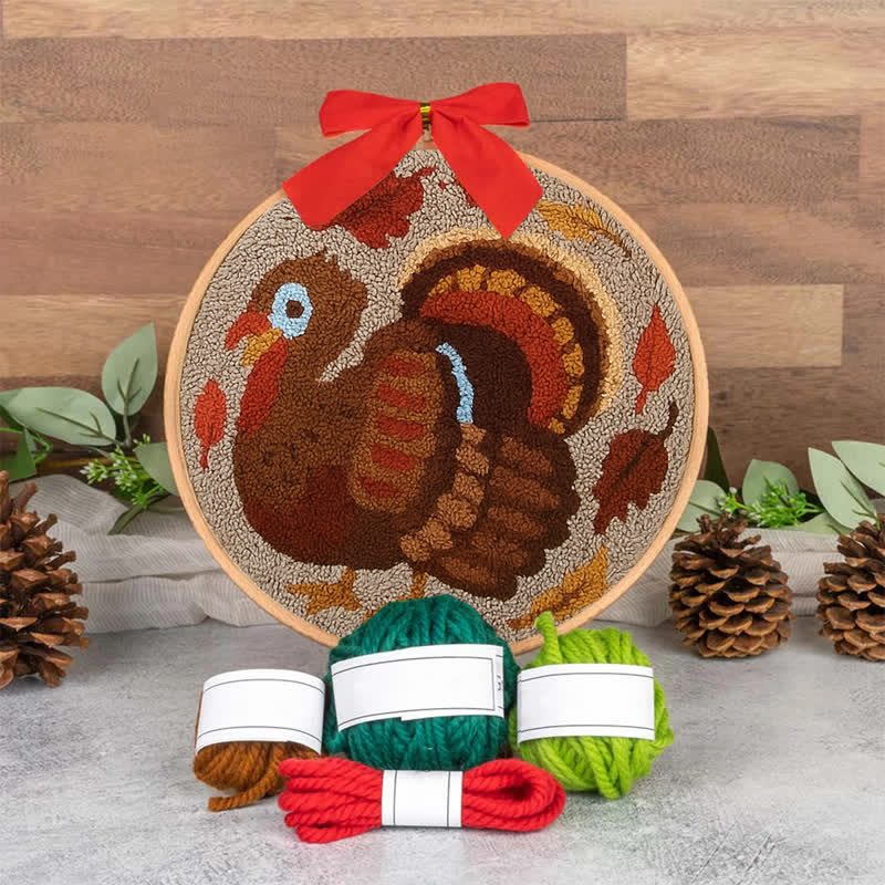 Little Red Hen Punch Needle  Kit - Yarn Craft | Thanksgiving Gifts | Kid's & Adults Craft | Handmade Wall Art - image 8