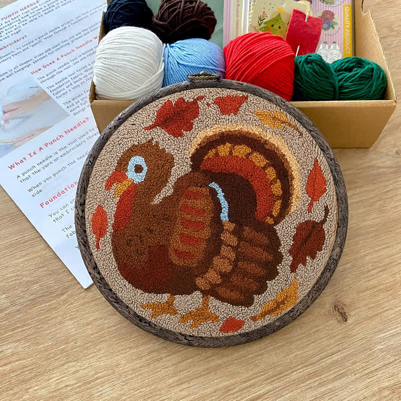 Little Red Hen Punch Needle  Kit - Yarn Craft | Thanksgiving Gifts | Kid's & Adults Craft | Handmade Wall Art - image 2