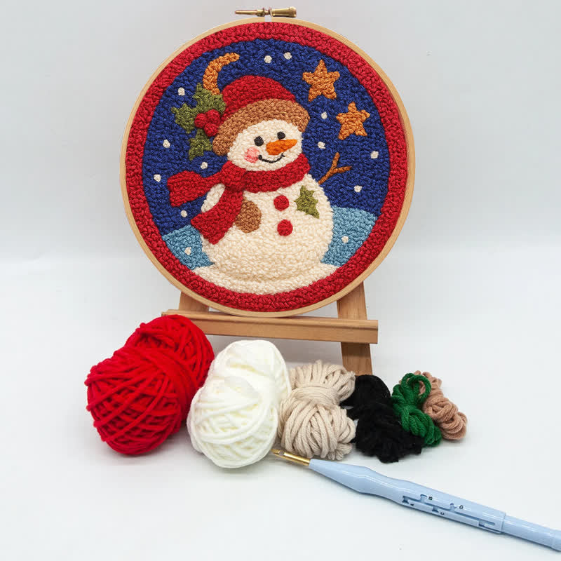 Christmas Eve Snowman Punch Needle  Kit - Yarn Craft | Winter Wonderland | Handmade Wall art - image 4