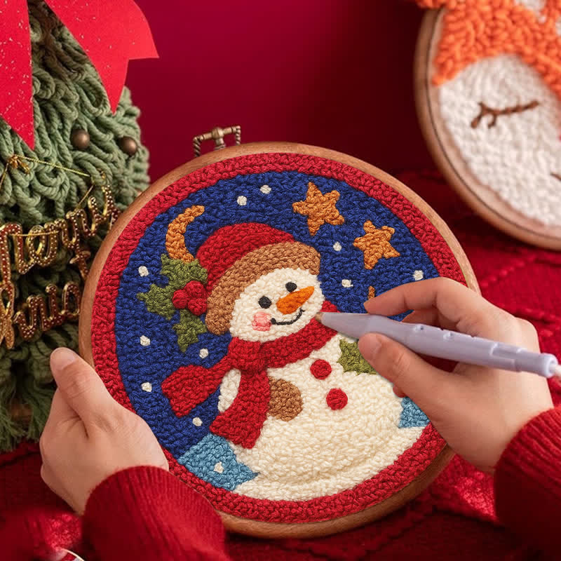 Christmas Eve Snowman Punch Needle  Kit - Yarn Craft | Winter Wonderland | Handmade Wall art - image 6