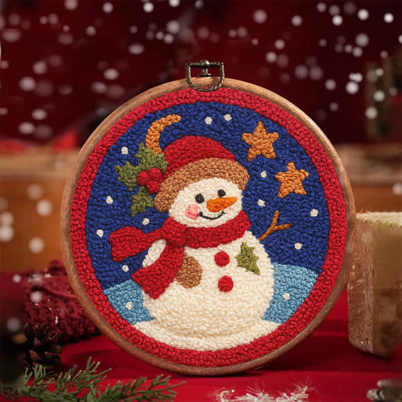 Christmas Eve Snowman Punch Needle  Kit - Yarn Craft | Winter Wonderland | Handmade Wall art - image 7