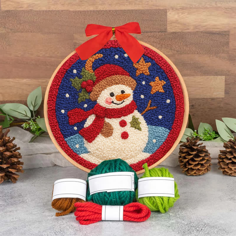 Christmas Eve Snowman Punch Needle  Kit - Yarn Craft | Winter Wonderland | Handmade Wall art - image 8