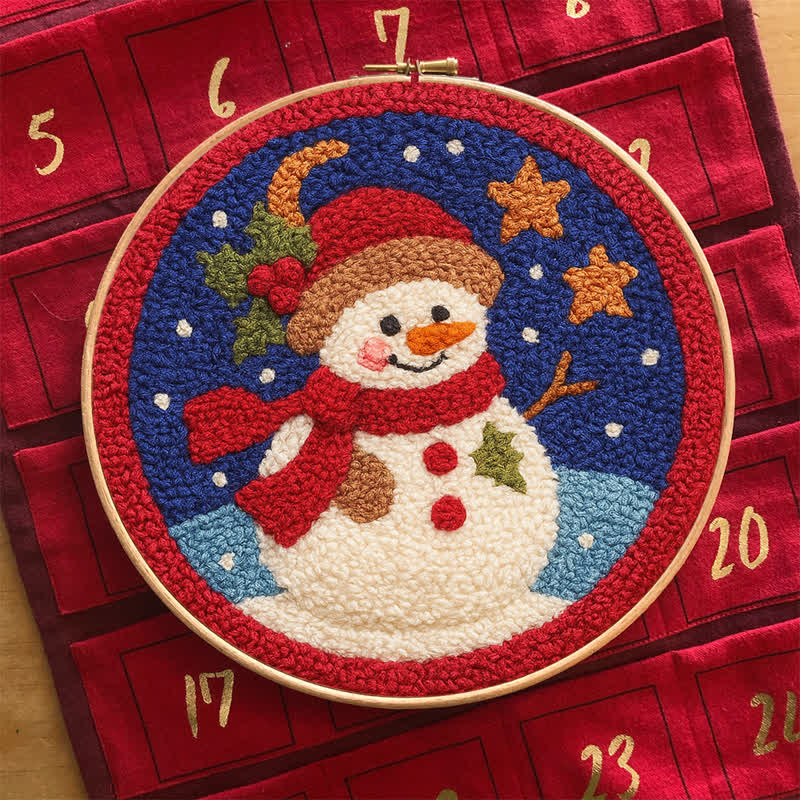 Christmas Eve Snowman Punch Needle  Kit - Yarn Craft | Winter Wonderland | Handmade Wall art - image 9