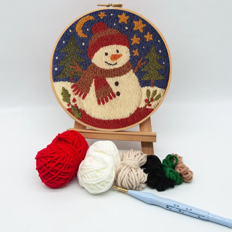 Winter Snowman Punch Needle  Kit - Yarn Craft | Christmas Gift | Kid's & Adults Craft | Handmade Wall Art - image 1