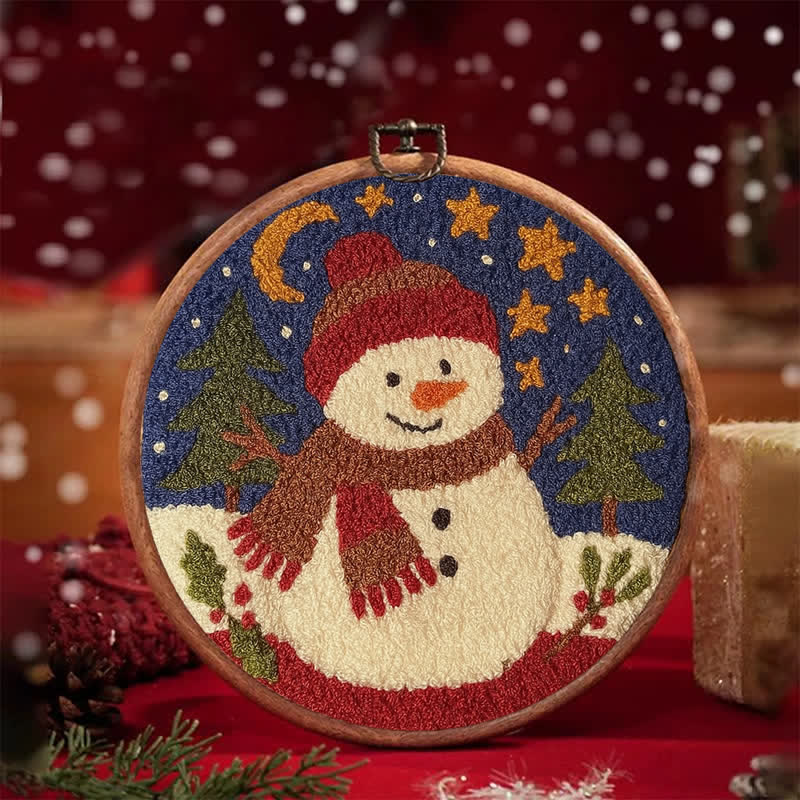 Winter Snowman Punch Needle  Kit - Yarn Craft | Christmas Gift | Kid's & Adults Craft | Handmade Wall Art - image 3