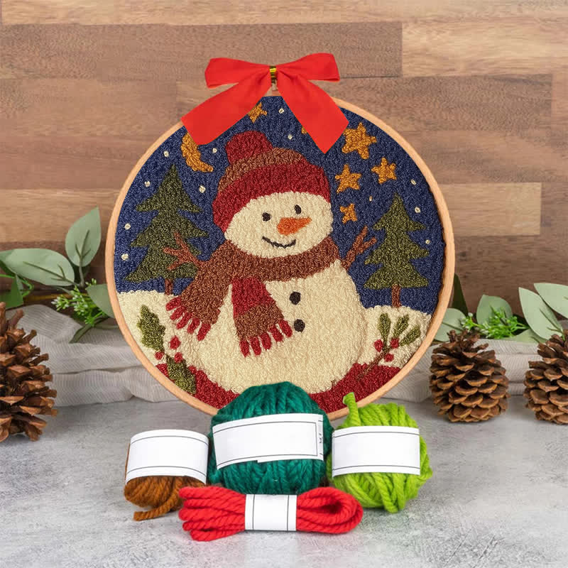 Winter Snowman Punch Needle  Kit - Yarn Craft | Christmas Gift | Kid's & Adults Craft | Handmade Wall Art - image 7