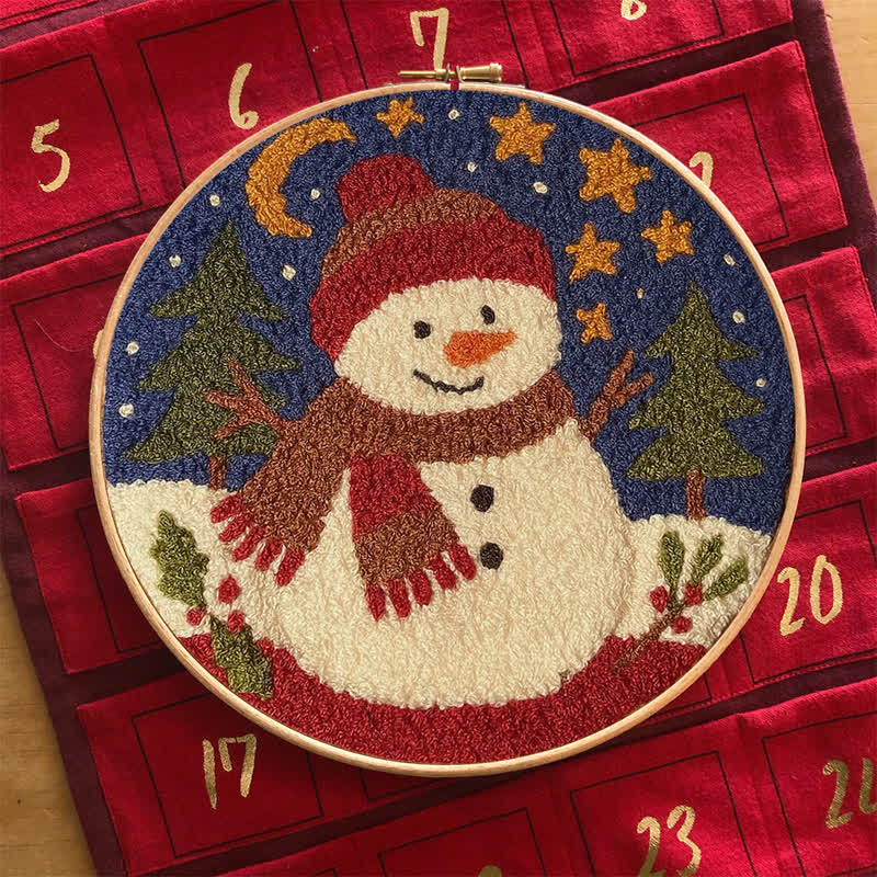 Winter Snowman Punch Needle  Kit - Yarn Craft | Christmas Gift | Kid's & Adults Craft | Handmade Wall Art - image 8