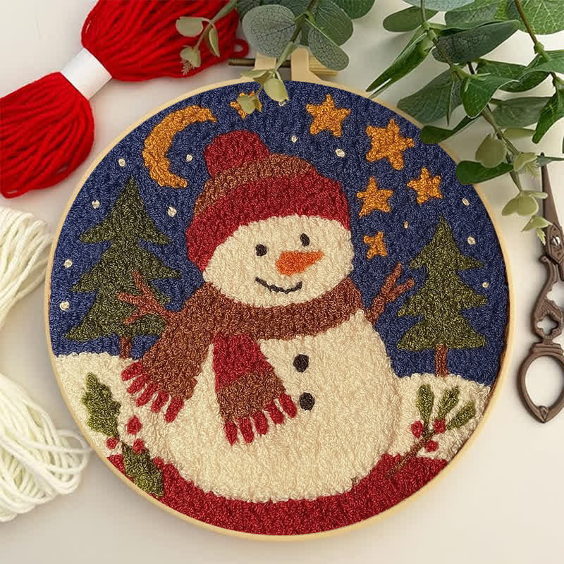 Winter Snowman Punch Needle  Kit - Yarn Craft | Christmas Gift | Kid's & Adults Craft | Handmade Wall Art - image 6