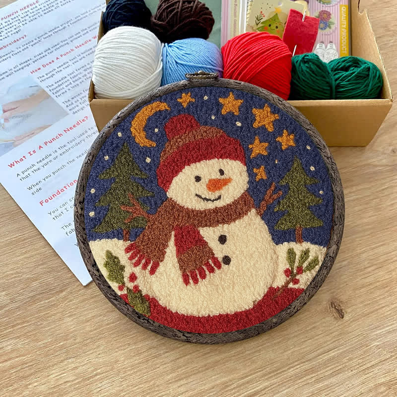 Winter Snowman Punch Needle  Kit - Yarn Craft | Christmas Gift | Kid's & Adults Craft | Handmade Wall Art - image 9