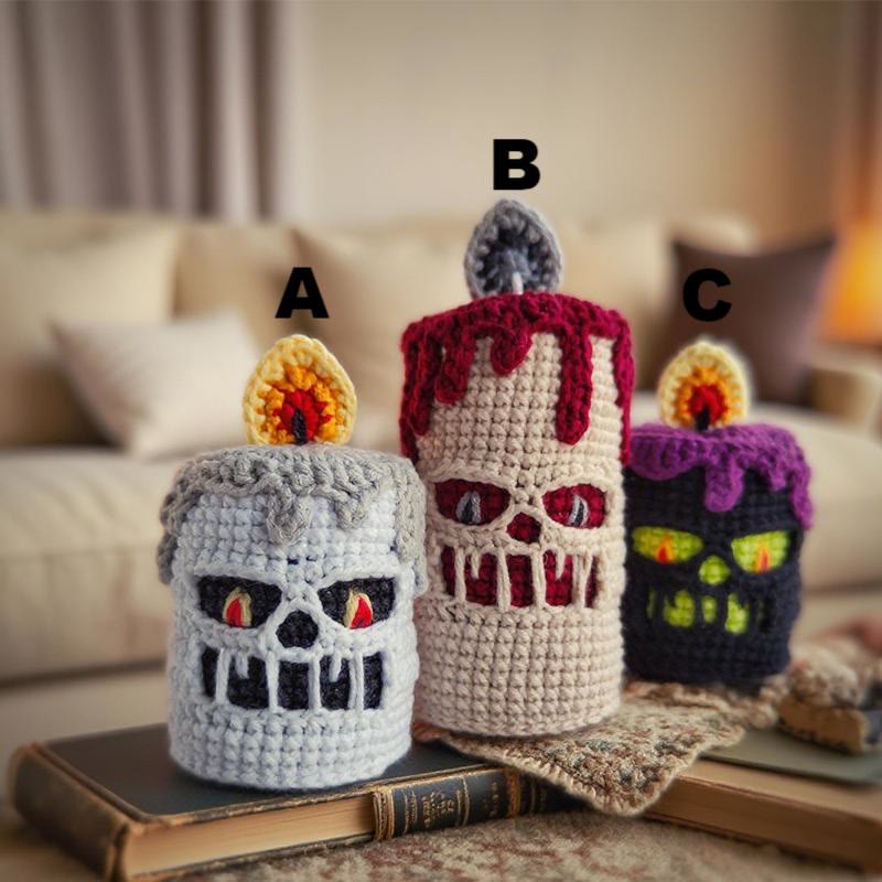 Diy Handmade Creepy Candle Crochet Kit - Creative Halloween Decoration | Nice Holiday Handicraft | Unique Desk Ornament - C - image 9
