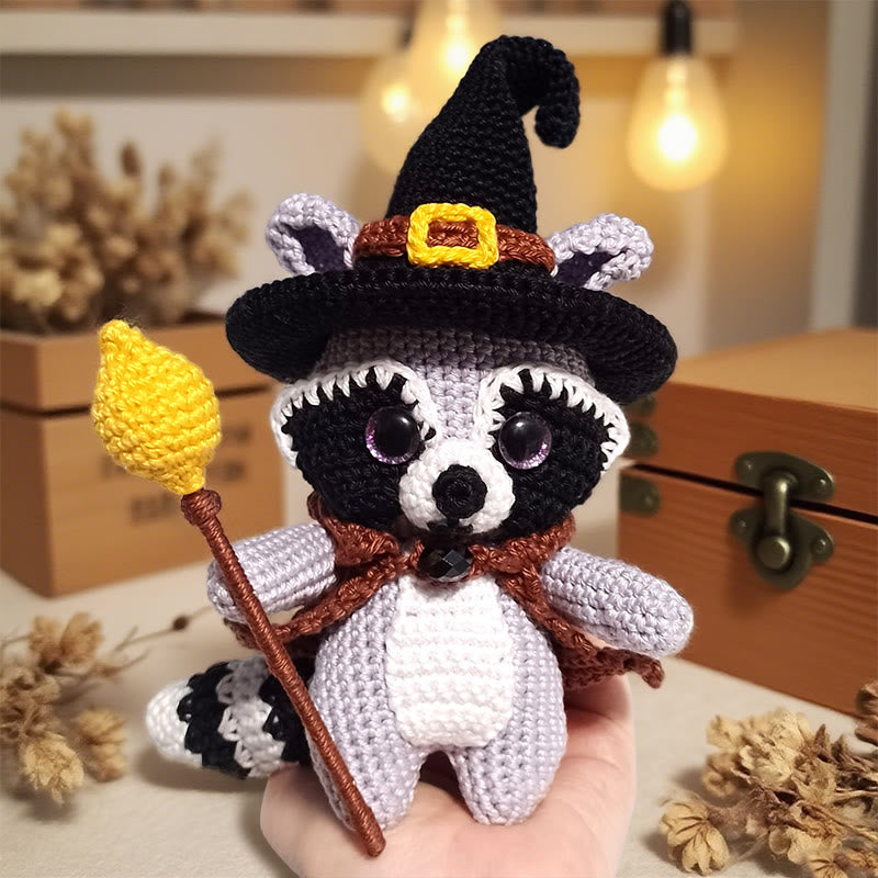 Diy Handmade Raccoon Wizard Crochet Kit -  Animal Needle Toy |  Great Birthday Gifts | Kids Crocheted Craft - image 1