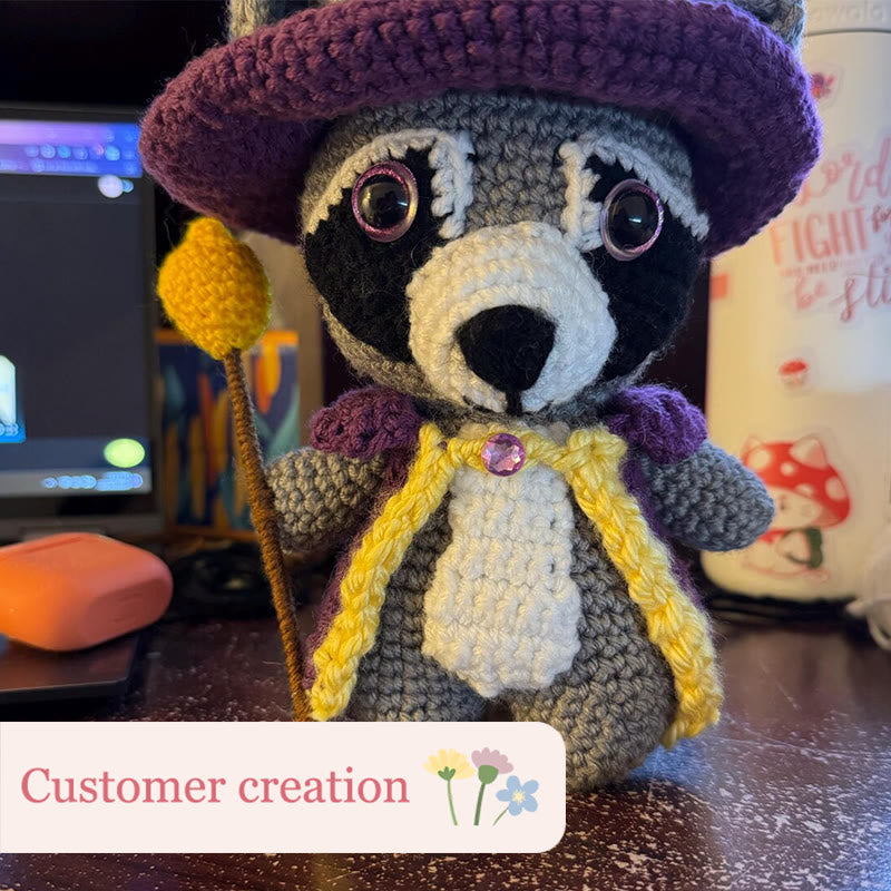 Diy Handmade Raccoon Wizard Crochet Kit -  Animal Needle Toy |  Great Birthday Gifts | Kids Crocheted Craft - image 7