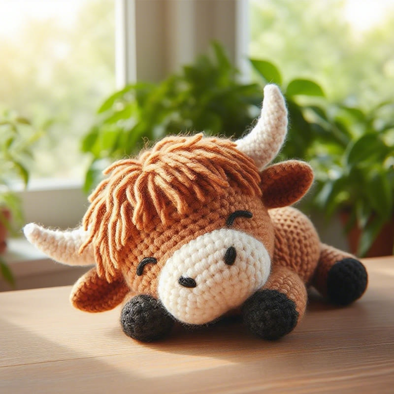 Diy Handmade Lazy Cow Crochet Kit - Cute Needle Handicraft |  Crocheted Doll Gifts - Diy Handmade Lazy Cow Crochet Kit - image 0