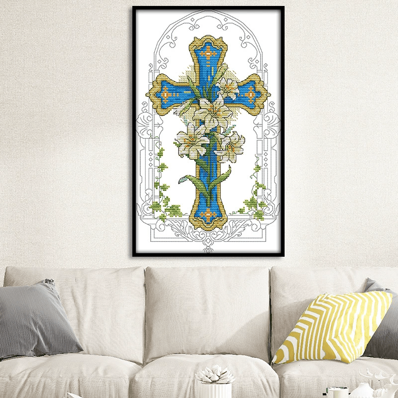 Cross Stitch Kit - Lily Cross | Modern Cross Stitch | Floral Handmade Decor - image 3