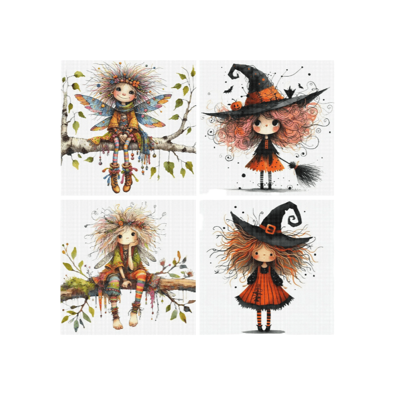 Cross Stitch Kit - Whimsical Girls | Diy Handmade Crafts | Housewarming Gifts - image 0
