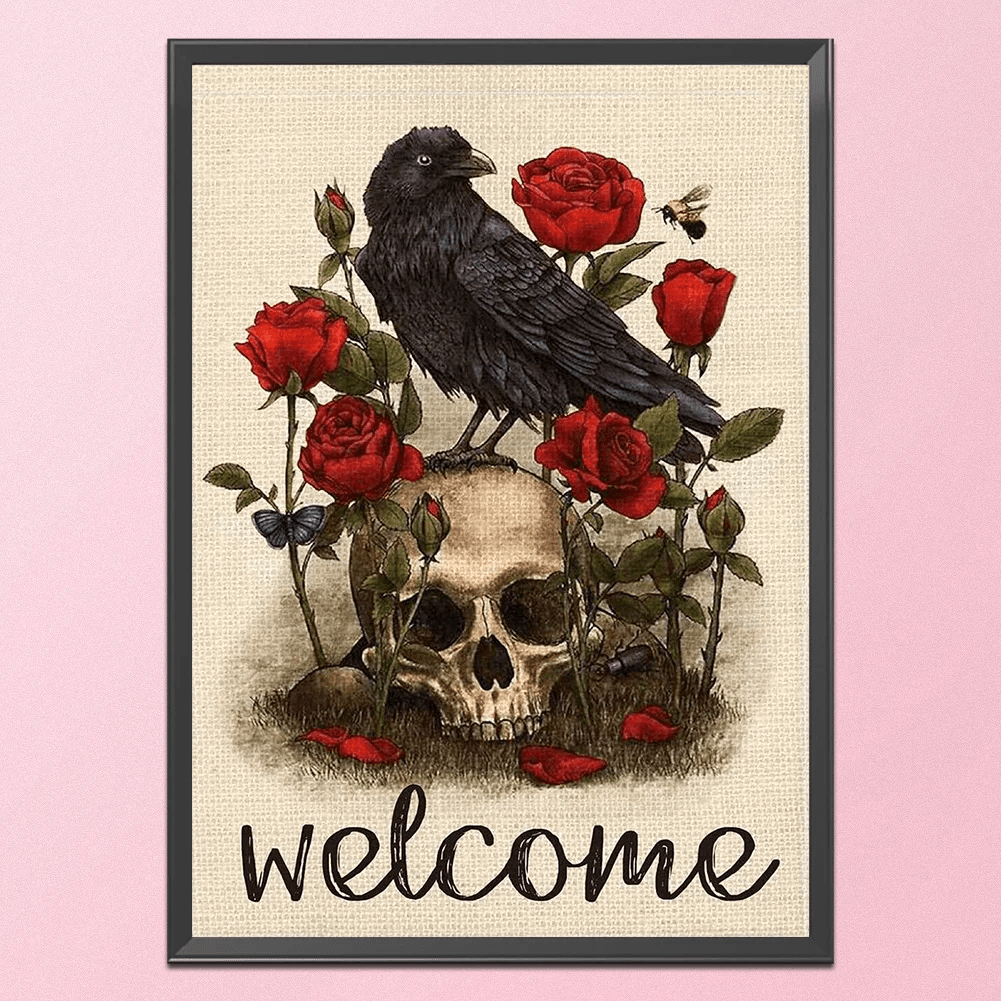 Cross Stitch Kit - Crow And Skull | Decorative Art Work | Diy Kits For Starters - image 3