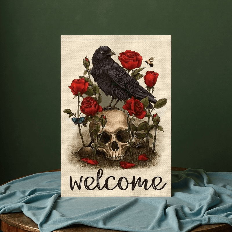 Cross Stitch Kit - Crow And Skull | Decorative Art Work | Diy Kits For Starters - image 1