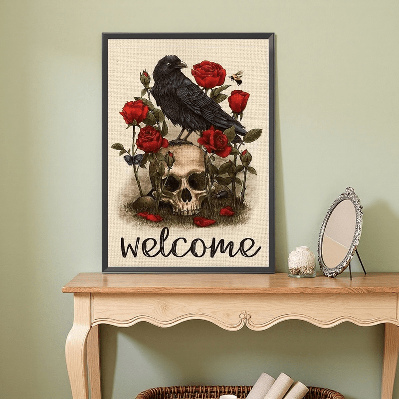 Cross Stitch Kit - Crow And Skull | Decorative Art Work | Diy Kits For Starters - image 2