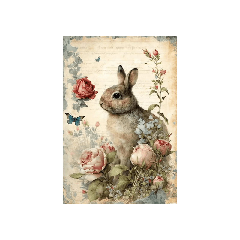 Cross Stitch Kit - Floral Rabbit | Vintage Sewing Needlework | Perfect For Craft Lovers - Floral Rabbit - image 0