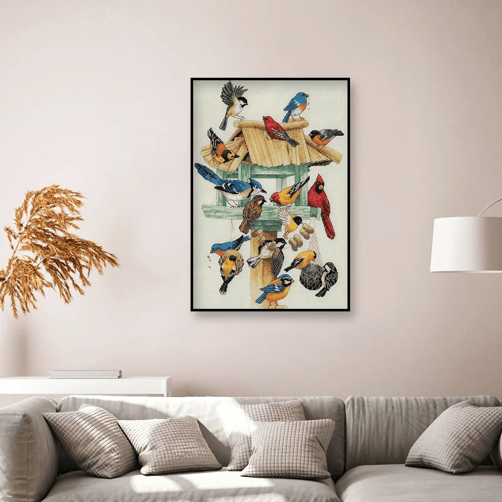 Cross Stitch Kit - Birdhouse Feasting | Perfect For Bird Lovers | Unique Needle Handicraft - image 2