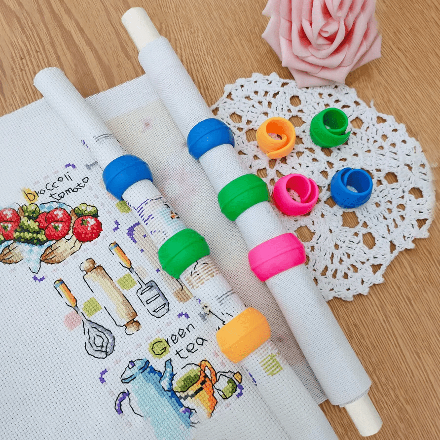 6pcs Cross Stitch Cloth Roll Silicone Clip Tools | Handmade Crafters Gifts - image 0