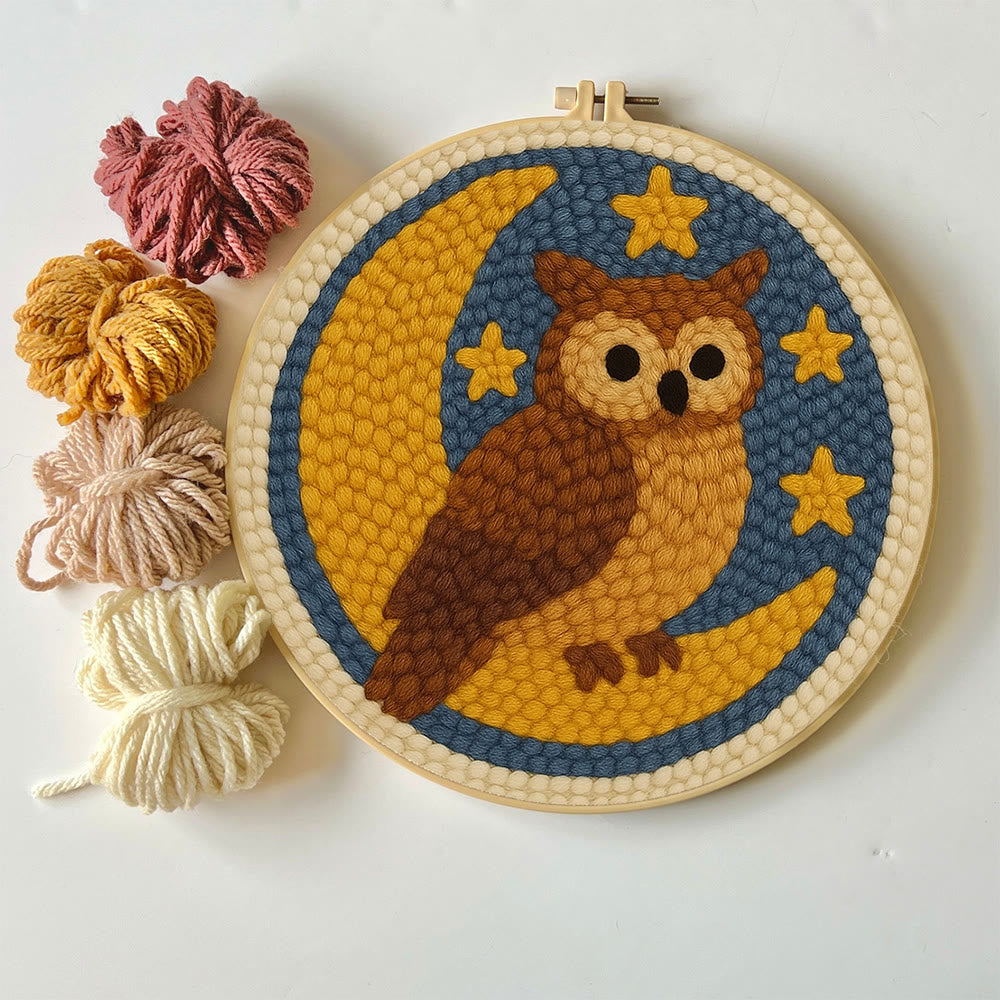 Night Owl Punch Needle  Kit -  Room Wallhanging  Decor | Diy Animal Artwork - image 8