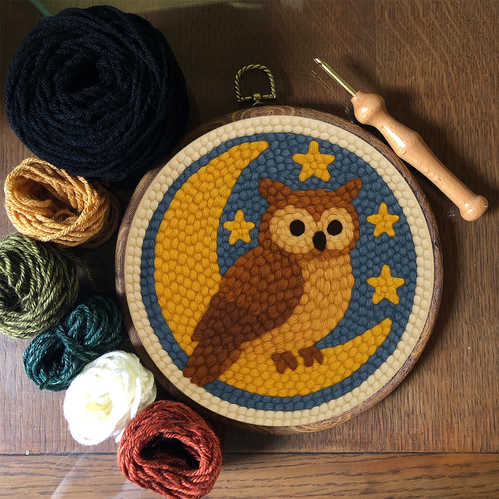 Night Owl Punch Needle  Kit -  Room Wallhanging  Decor | Diy Animal Artwork - image 2