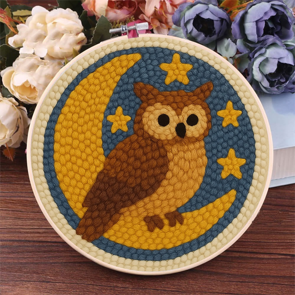 Night Owl Punch Needle  Kit -  Room Wallhanging  Decor | Diy Animal Artwork - image 5