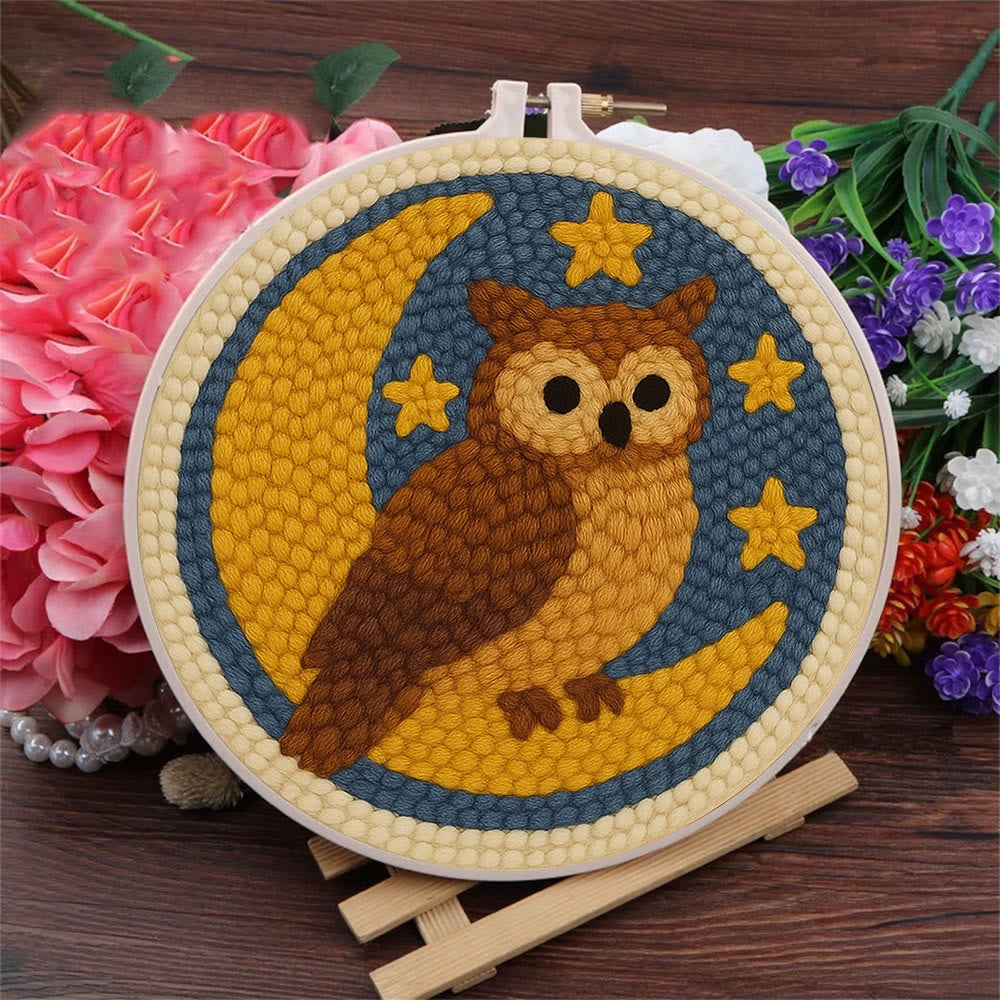 Night Owl Punch Needle  Kit -  Room Wallhanging  Decor | Diy Animal Artwork - image 4