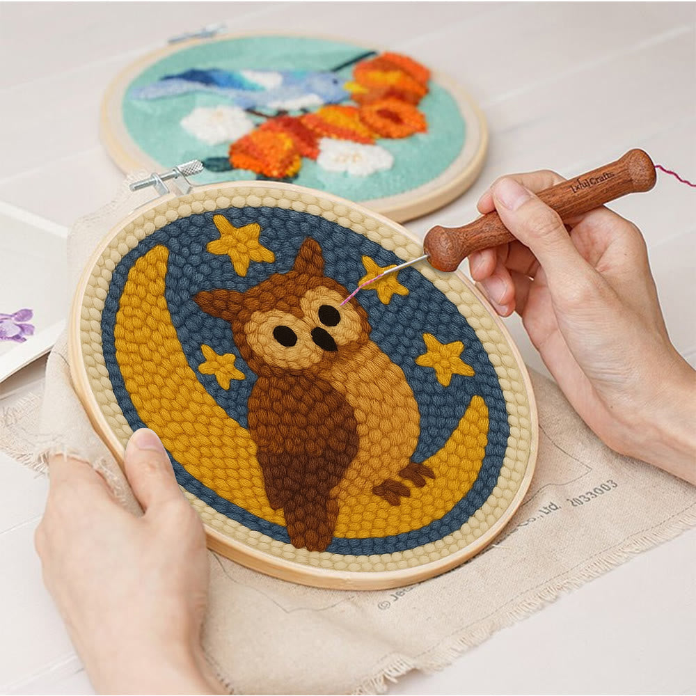 Night Owl Punch Needle  Kit -  Room Wallhanging  Decor | Diy Animal Artwork - image 9