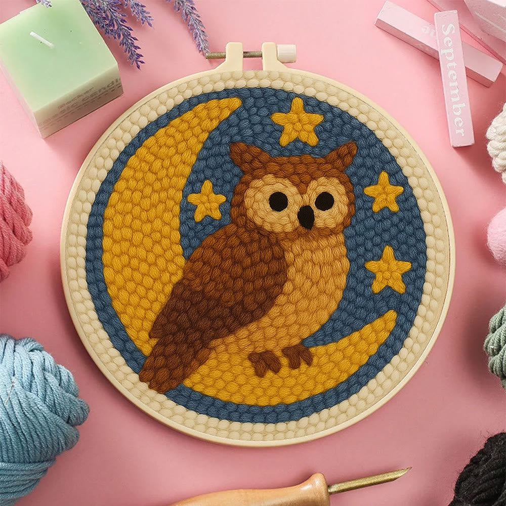 Night Owl Punch Needle  Kit -  Room Wallhanging  Decor | Diy Animal Artwork - image 7