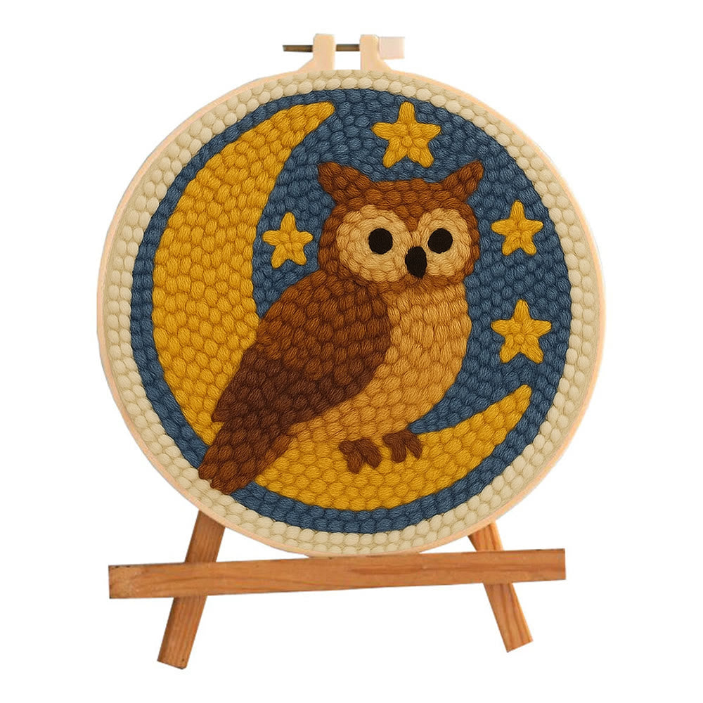 Night Owl Punch Needle  Kit -  Room Wallhanging  Decor | Diy Animal Artwork - image 1