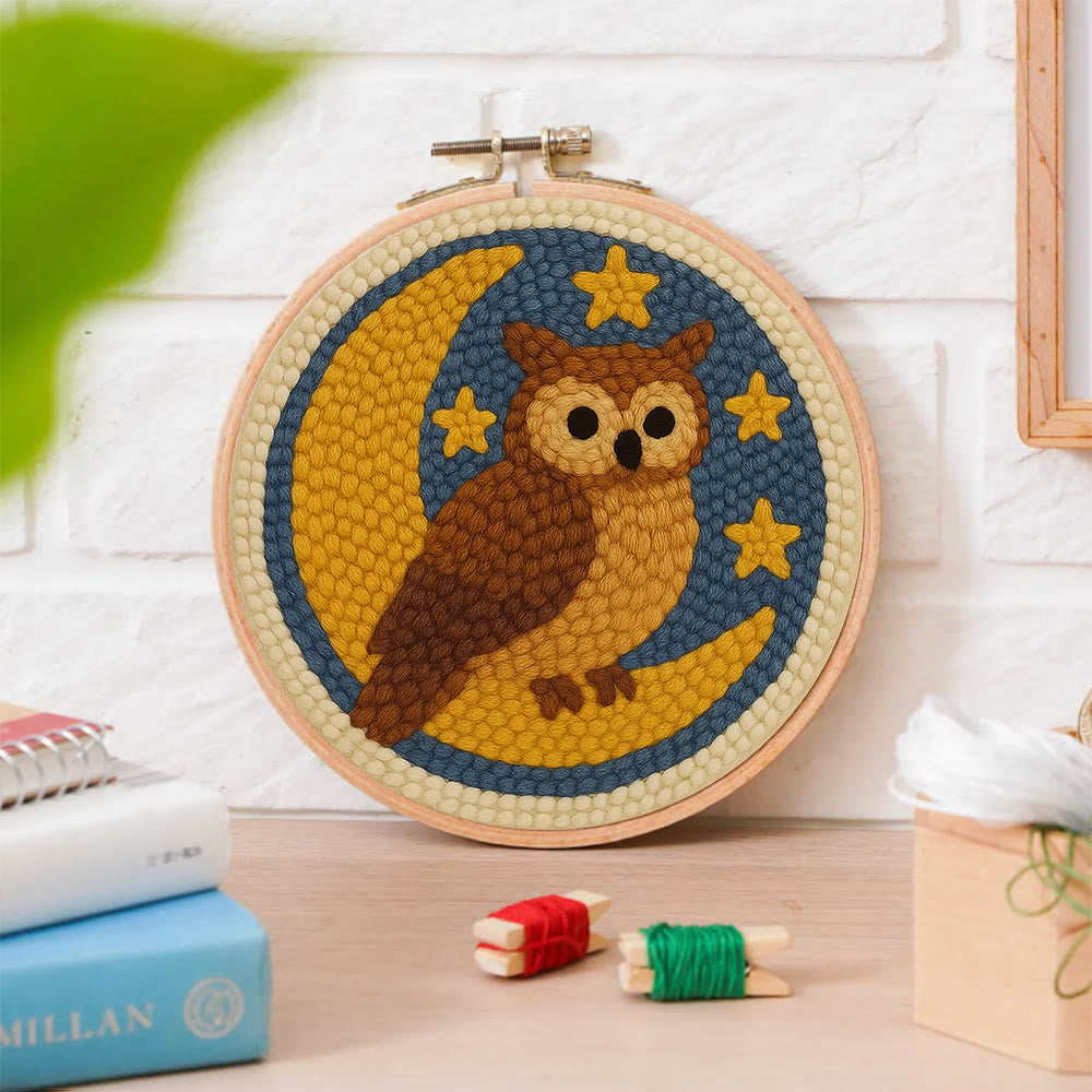 Night Owl Punch Needle  Kit -  Room Wallhanging  Decor | Diy Animal Artwork - image 6