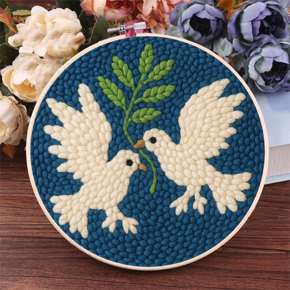Doves Punch Needle  Kit - Peace And Love Yarn Craft | Bird Lovers Art |  Diy Christmas Decor - image 7