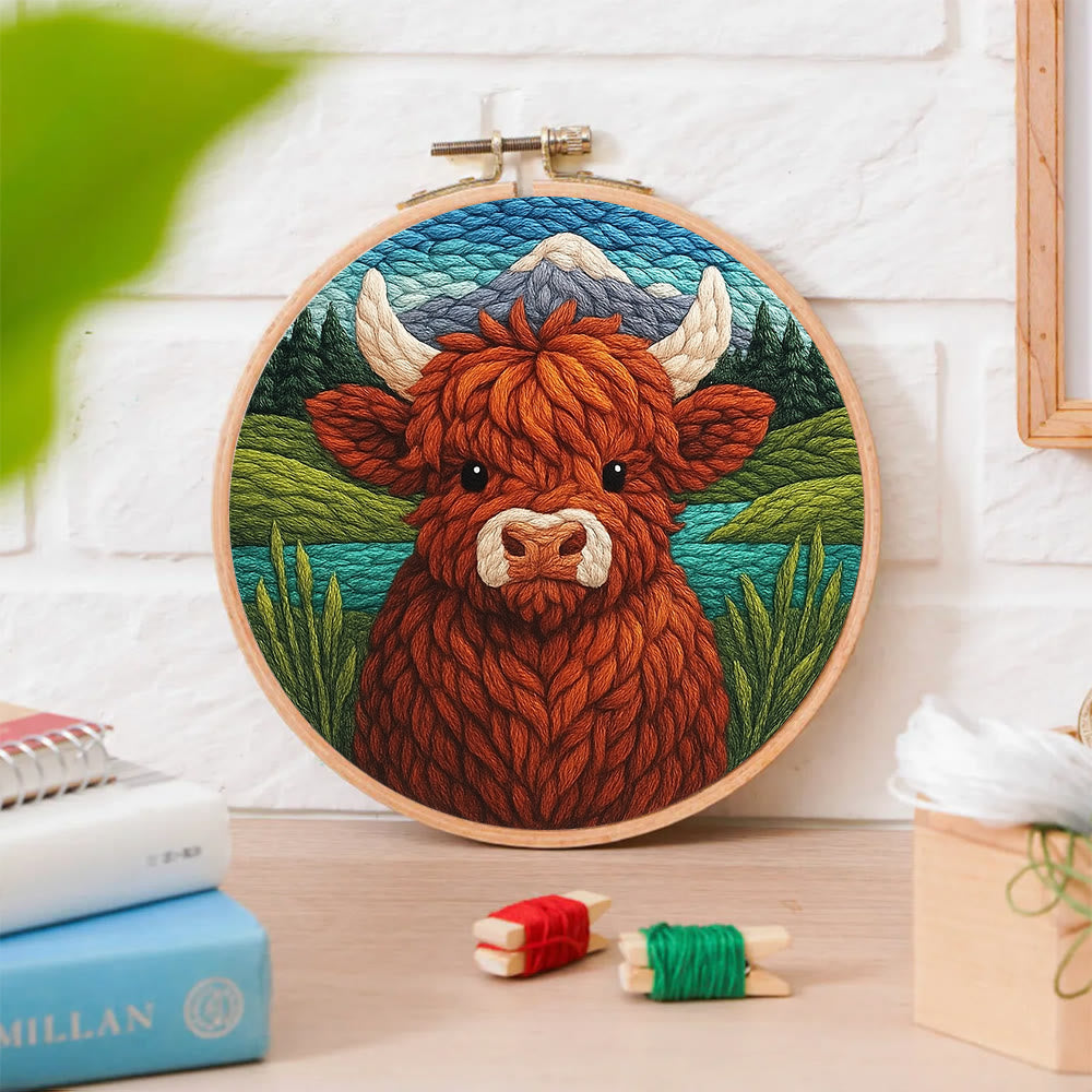 Highland Cow Punch Needle  Kit - Handmade Animal Needlework |  Easy For Adults And Children Craft - image 8