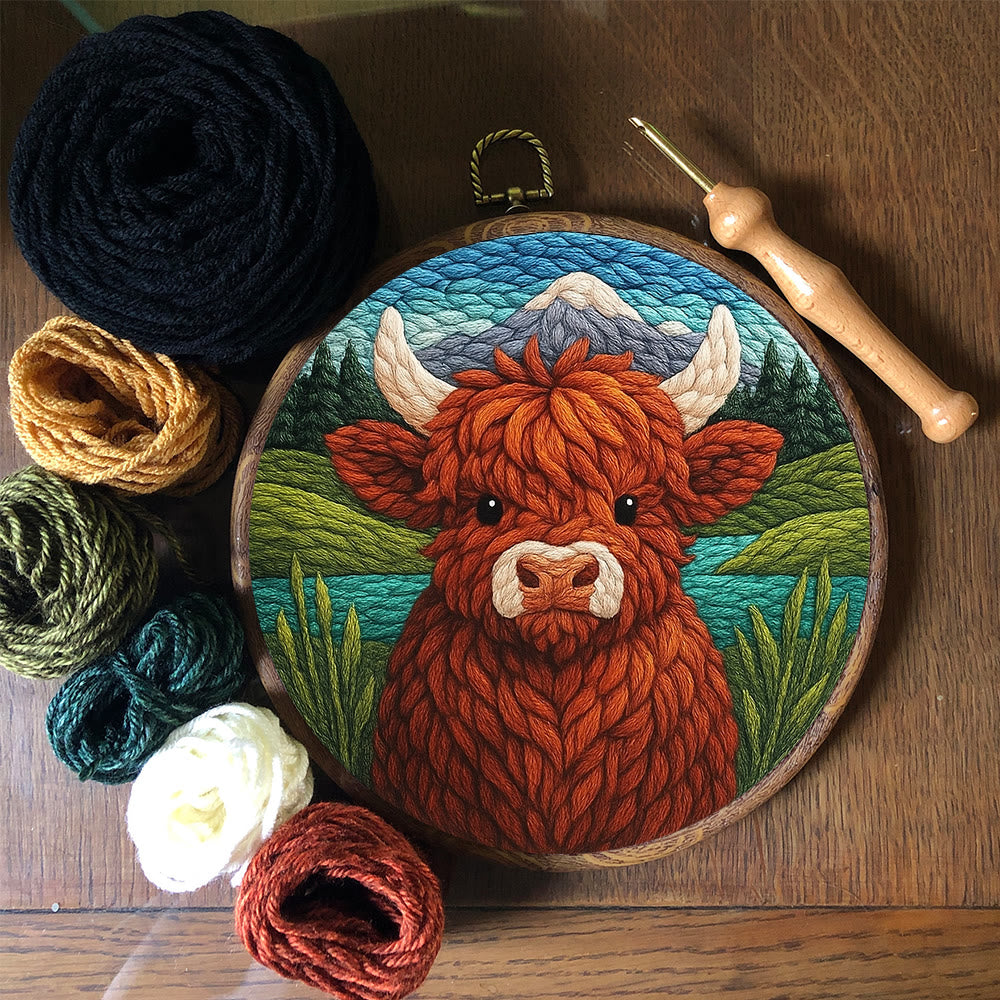 Highland Cow Punch Needle  Kit - Handmade Animal Needlework |  Easy For Adults And Children Craft - image 6