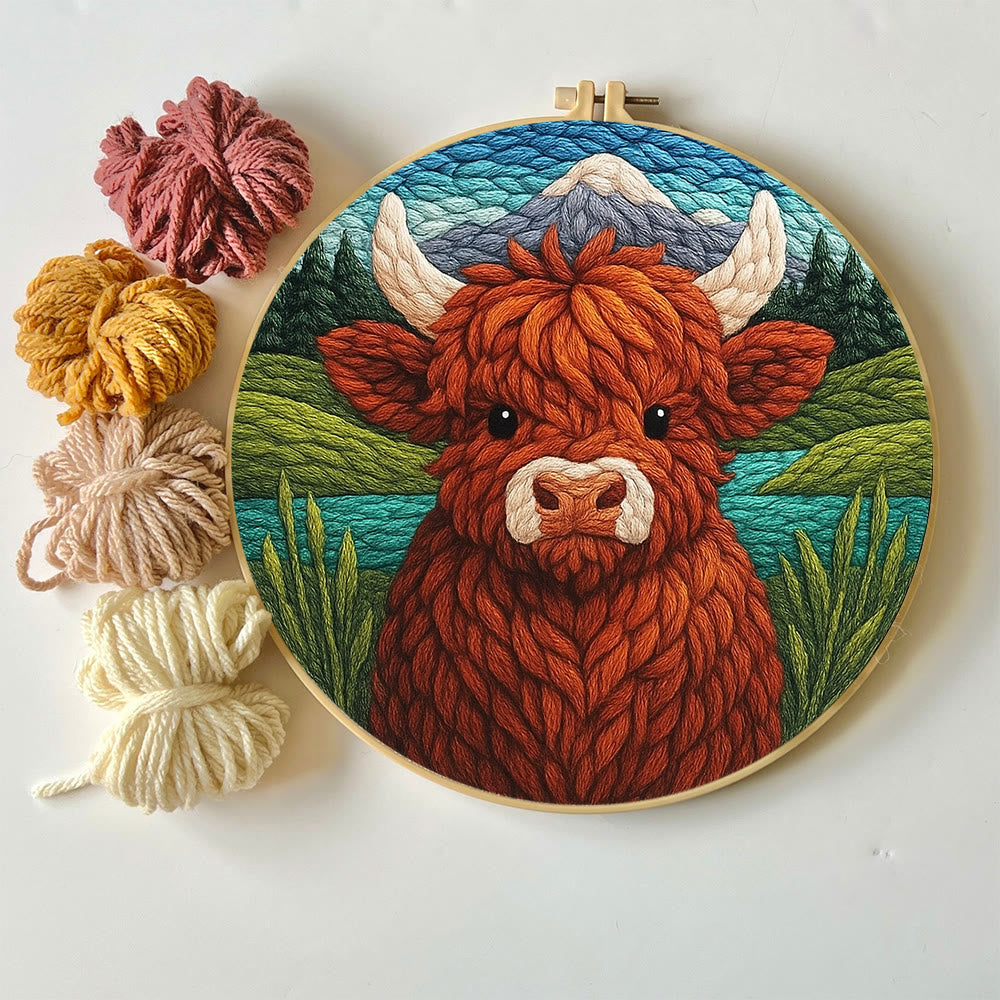 Highland Cow Punch Needle  Kit - Handmade Animal Needlework |  Easy For Adults And Children Craft - image 5